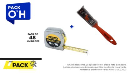 Pack 48 unidades, HUINCHA 5.0 MTS.X 3/4" METAL (33-158) + Brocha
