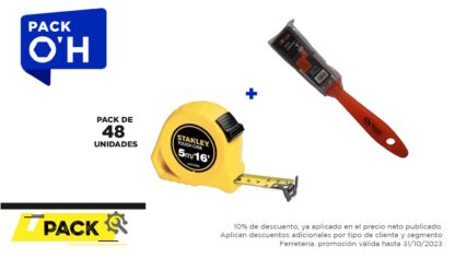 Pack 48 unidades, HUINCHA 5.0 MTS.X 3/4" GLOBAL (STHT30505-840) + Brocha