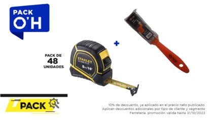 Pack 48 unidades, HUINCHA 5.0 MTS.X 3/4" GLOBAL PLUS (30-615) + Brocha
